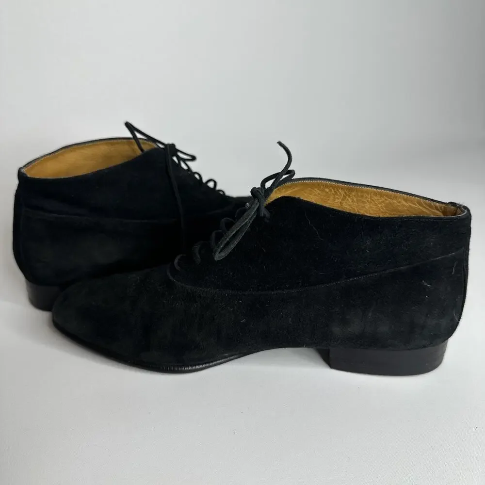 Dieter Kuckelkorn Womens Black Suede Laced Ankle Boots Size 4.5 EUR 35 Handmade